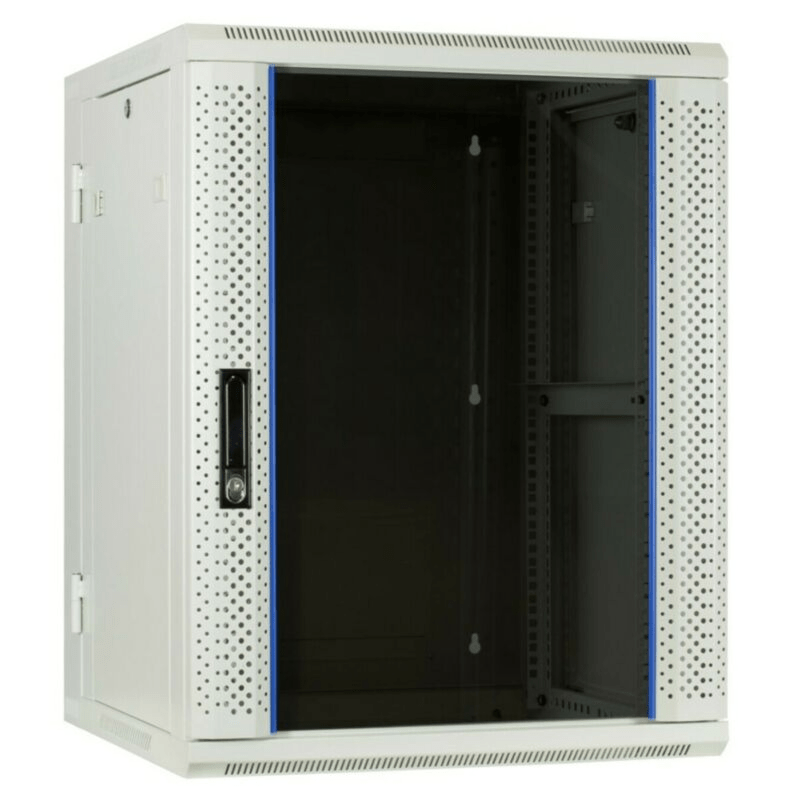22U wandkast (kantelbaar) met glazen deur 600x600x1100mm (BxDxH)