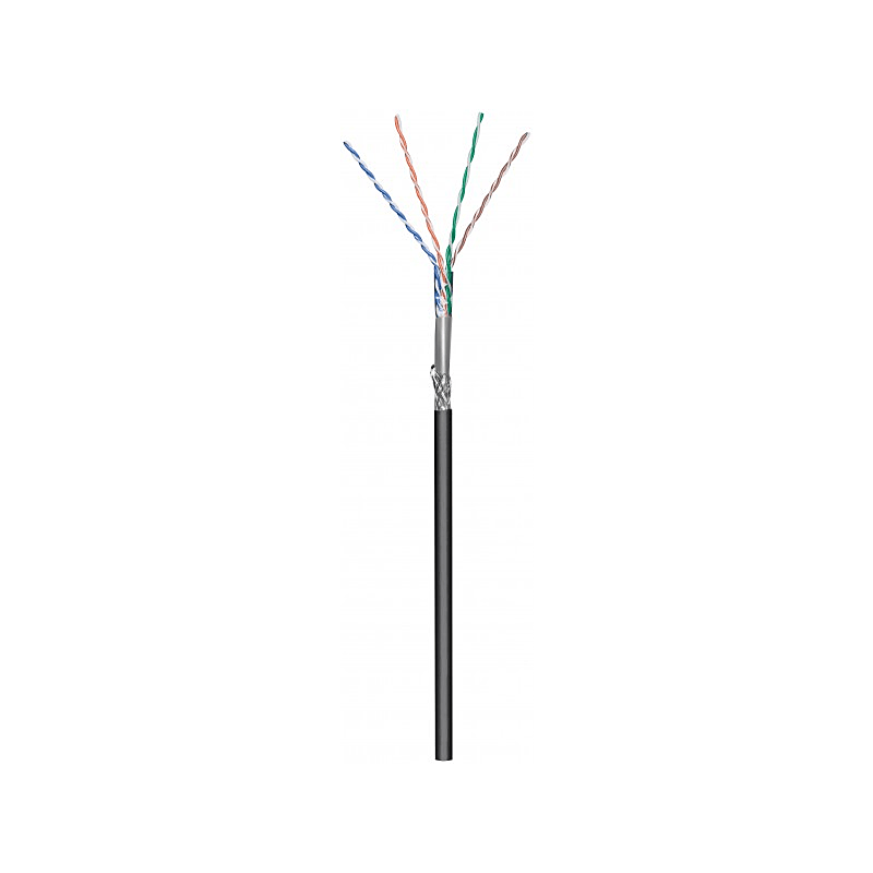 CAT6 SF/UTP 100m buitenkabel op rol soepel zwart CCA