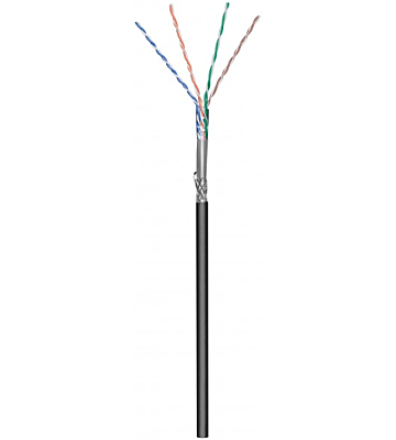 CAT6 SF/UTP 305m buitenkabel op rol soepel zwart CCA