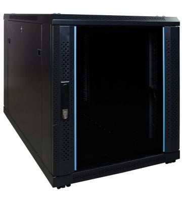 12U mini serverkast met glazen deur 600x1000x720mm (BxDxH)