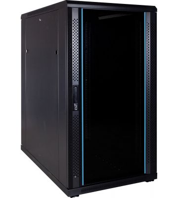 22U serverkast met glazen deur 600x1000x1200mm (BxDxH)