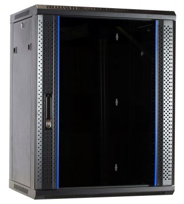 15U wandkast ongemonteerd met glazen deur 600x450x770mm