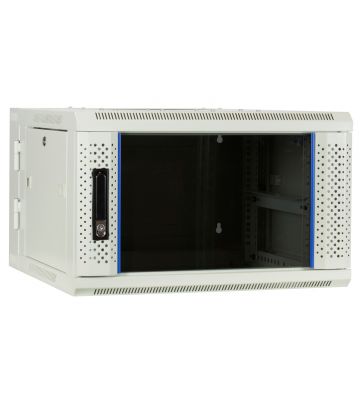 6U witte wandkast (kantelbaar) met glazen deur 600x600x368mm