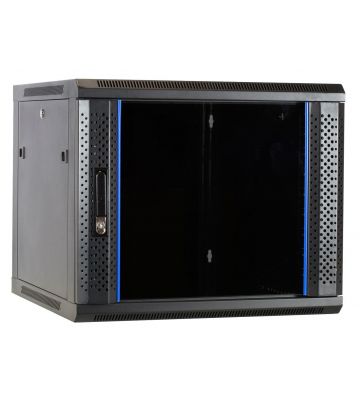 9U wandkast ongemonteerd met glazen deur 600x600x500mm