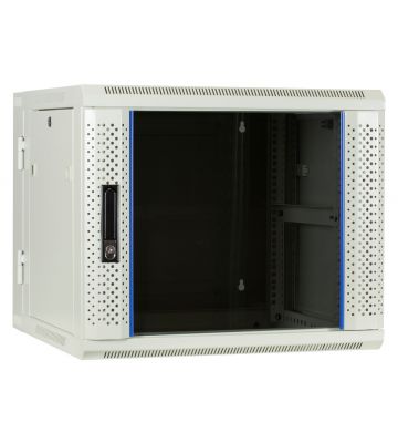 9U witte wandkast (kantelbaar) met glazen deur 600x600x500mm