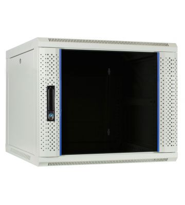 9U witte wandkast met glazen deur 600x600x500mm (BxDxH)