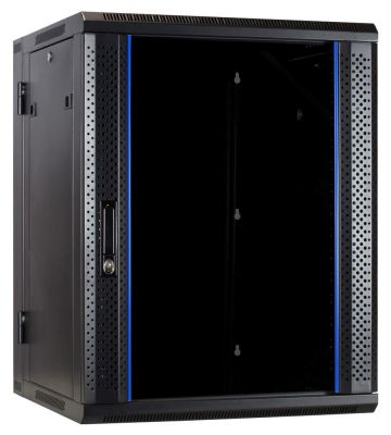 15U wandkast (kantelbaar) met glazen deur 600x600x770mm