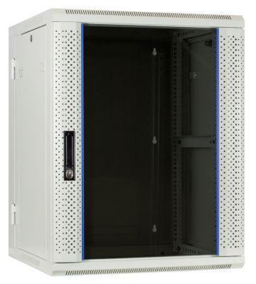 15U witte wandkast (kantelbaar) met glazen deur 600x600x770mm