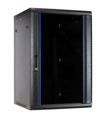22U wandkast met glazen deur 600x600x1100mm (BxDxH)