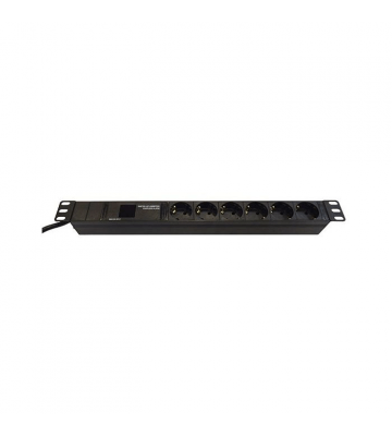 19 inch 6 voudige stekkerdoos 2m zwart - met display