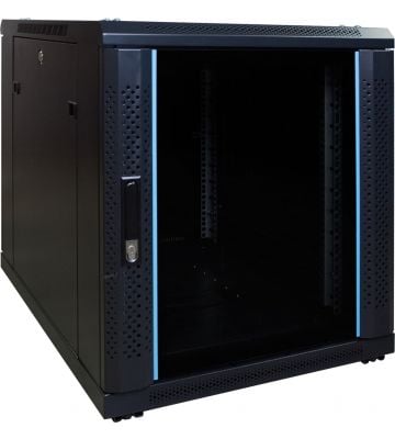 12U mini serverkast met glazen deur 600x800x720mm (BxDxH)
