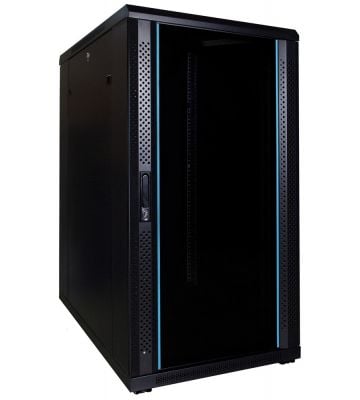 22U serverkast ongemonteerd met glazen deur 600x800x1200mm (BxDxH)