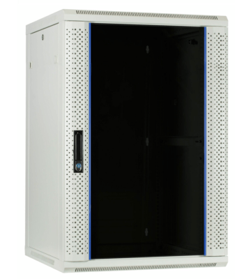 22U witte wandkast met glazen deur 600x600x1100mm (BxDxH)