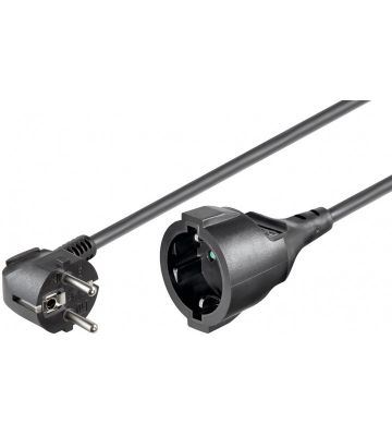 Schuko verlengsnoer 5m zwart