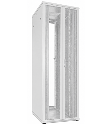 47U witte serverkast met dubbele geperforeerde voor- en achterdeuren 800x1000x2200mm (BxDxH)