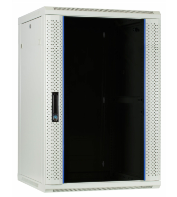 22U witte wandkast met glazen deur 600x600x1100mm (BxDxH)