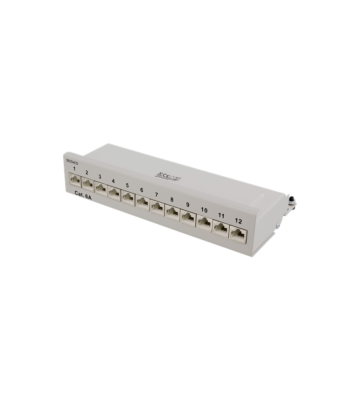 Cat6a UTP 90º 10 inch 12 ports RJ45 wallmount patchpaneel