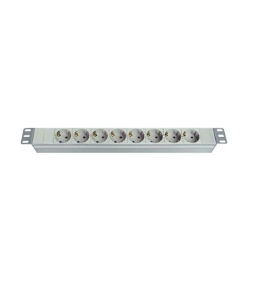 19 inch stekkerdoos, 8-voudig, zonder schakelaar, 2m kabel, wit