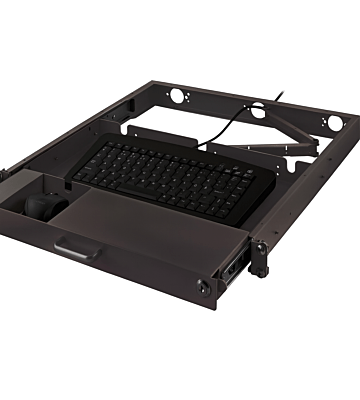 Toetsenbord en muis plank, uitschuifbaar en afsluitbaar, 1U, 19-inch, zwart