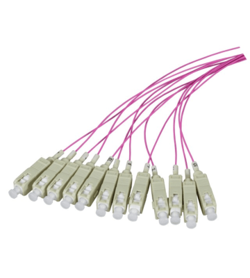 OM4 glasvezel pigtail paars LC - 12 stuks