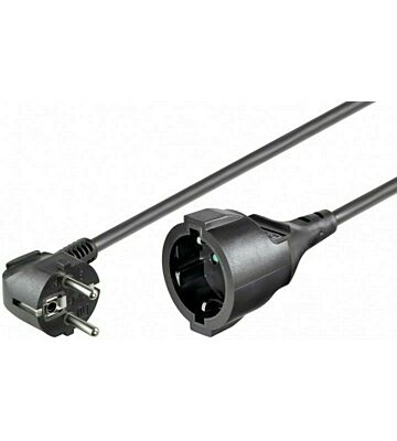 Schuko verlengsnoer 5m zwart