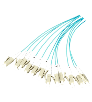 OM3 glasvezel pigtail turquoise LC - 12 stuks