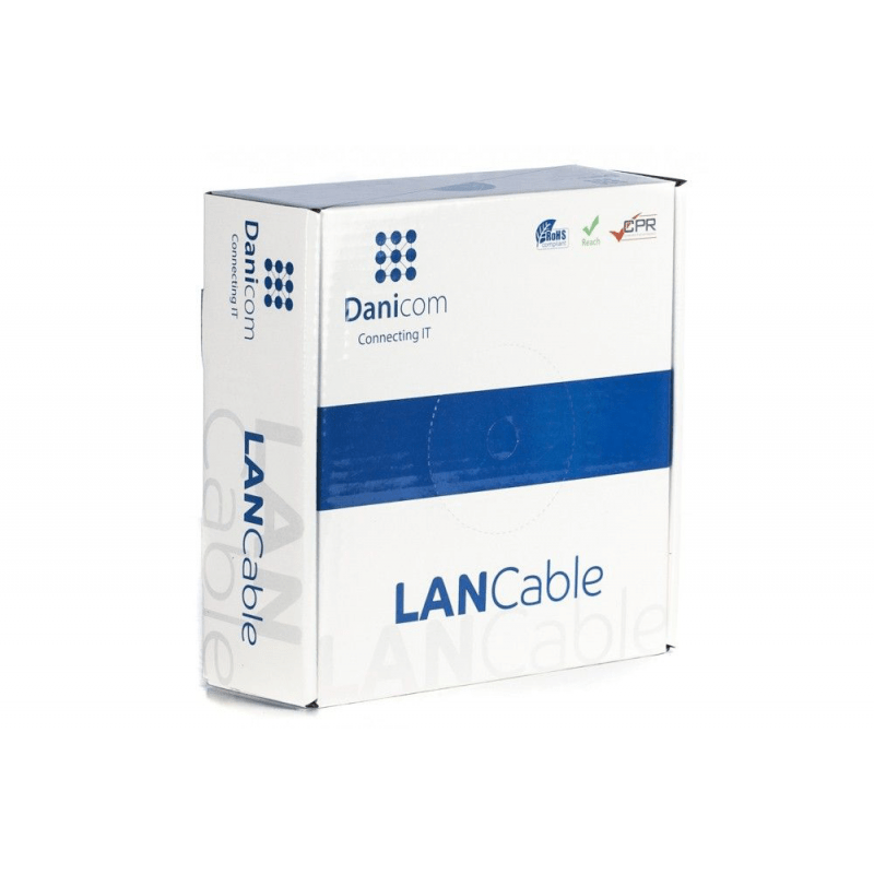 CAT5e F/UTP 50m kabel op rol stug grijs CCA