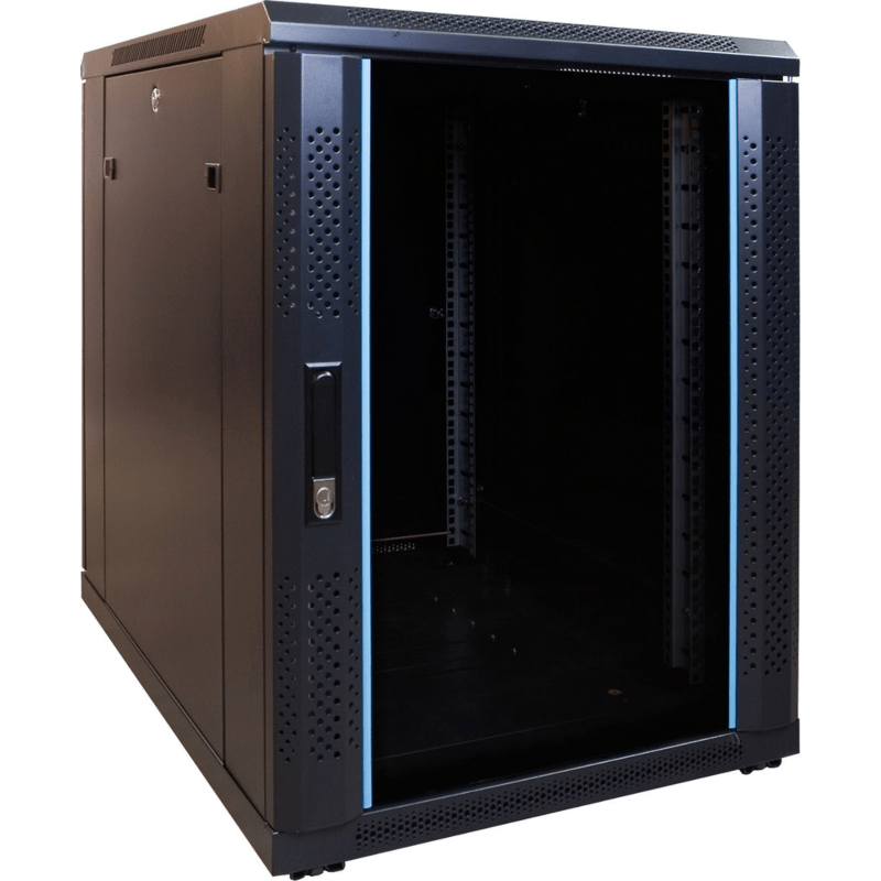 15U mini serverkast met glazen deur 600x800x860mm (BxDxH)