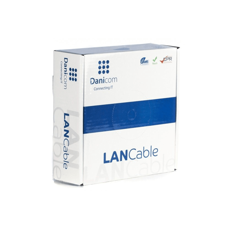 CAT6 S/FTP 50m kabel op rol stug grijs CCA