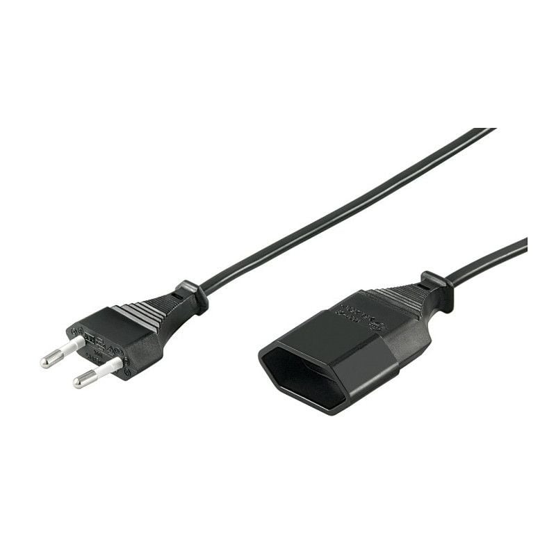 Stroom verlengkabel euro plug 3m zwart