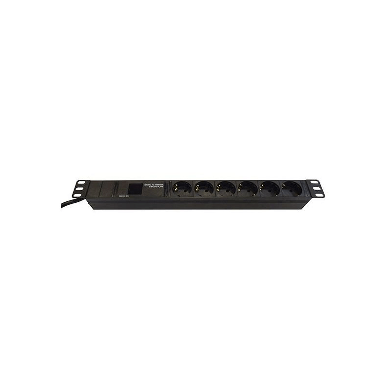 19 inch 6 voudige stekkerdoos 2m zwart - met display