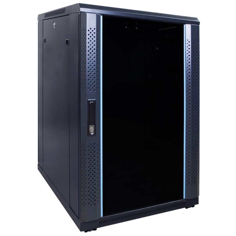 18U serverkast met glazen deur 600x800x1000mm (BxDxH)