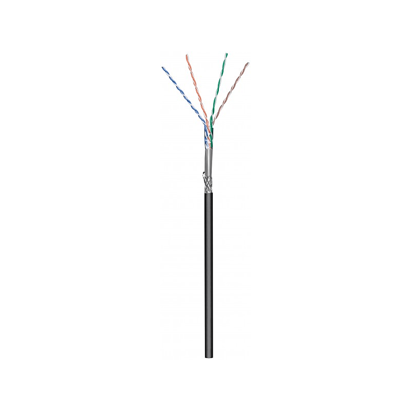 CAT6 SF/UTP 50m buitenkabel op rol stug zwart CCA