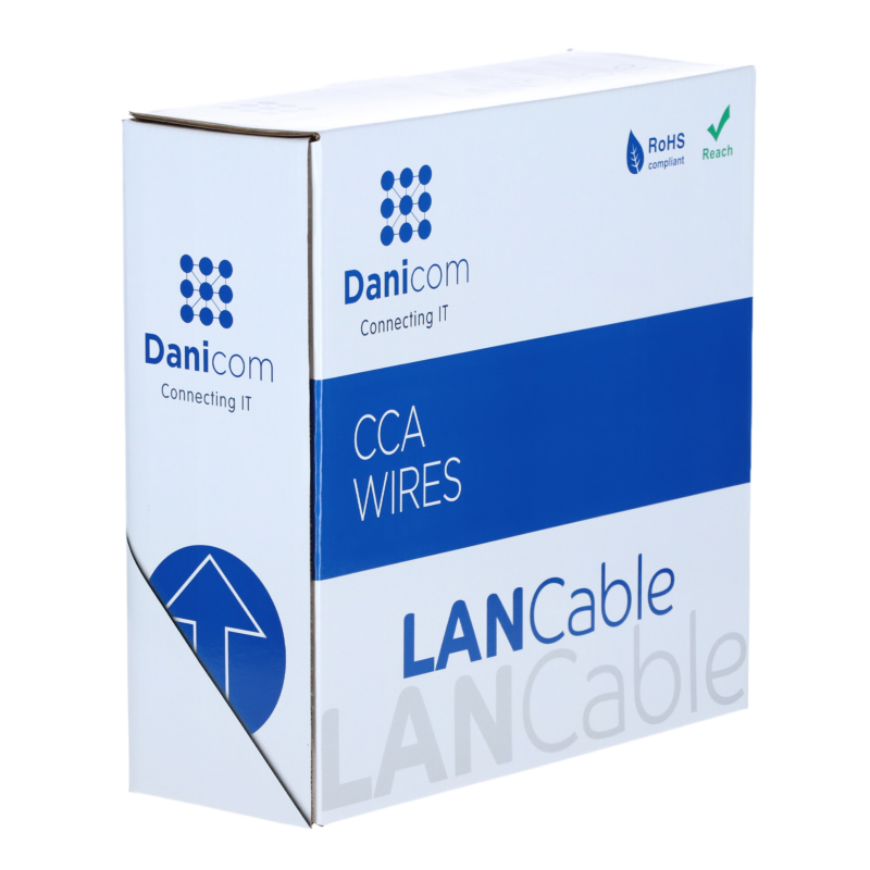 CAT5e F/UTP 100m kabel op rol soepel grijs CCA