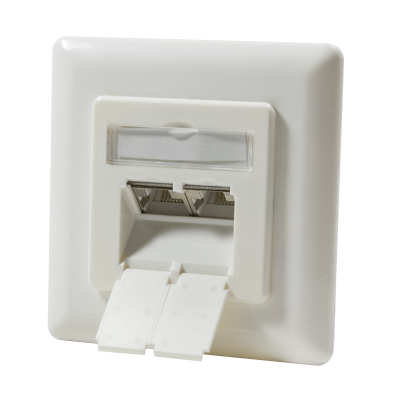 CAT6 UTP / STP inbouwdoos verticaal, ivoor